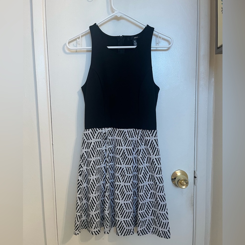Aqua Black and White Sequin Dress